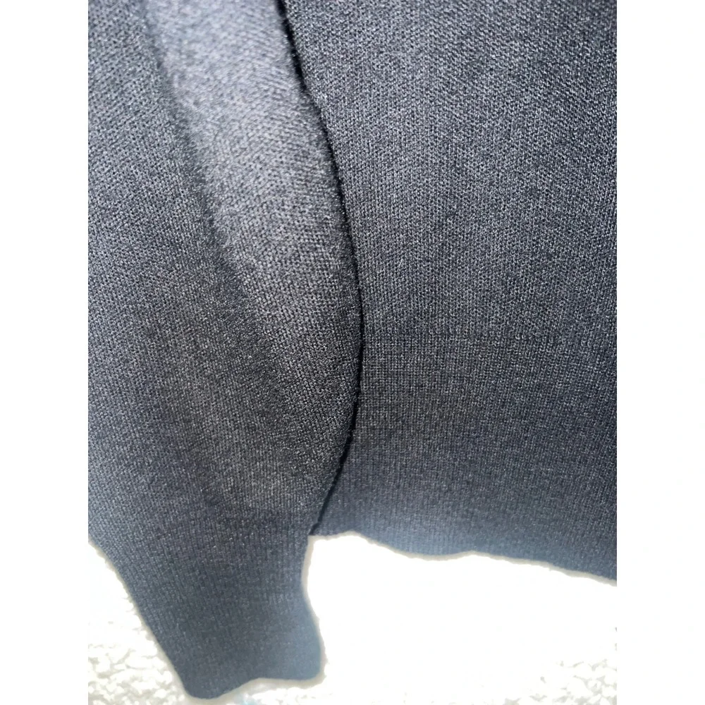 Vintage Logo 7 Mens Plano V-Neck Sweater‎ Black Large Made in USA Retro Knit